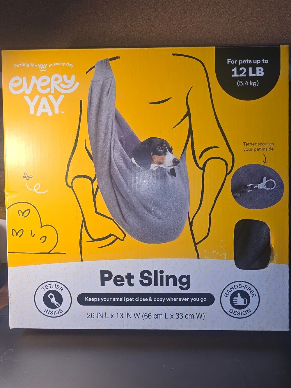 Every Yay Pet Sling Carrier - Hands-Free Comfort for Pets Up to 12lb